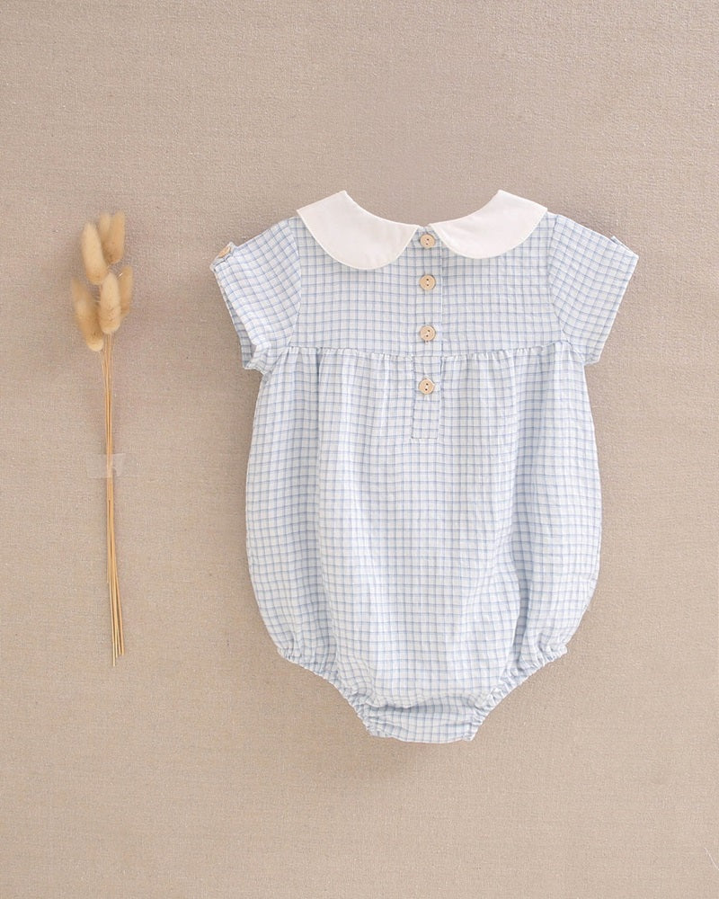 Ranita de bebé niño de cuadro vichy azul pastel