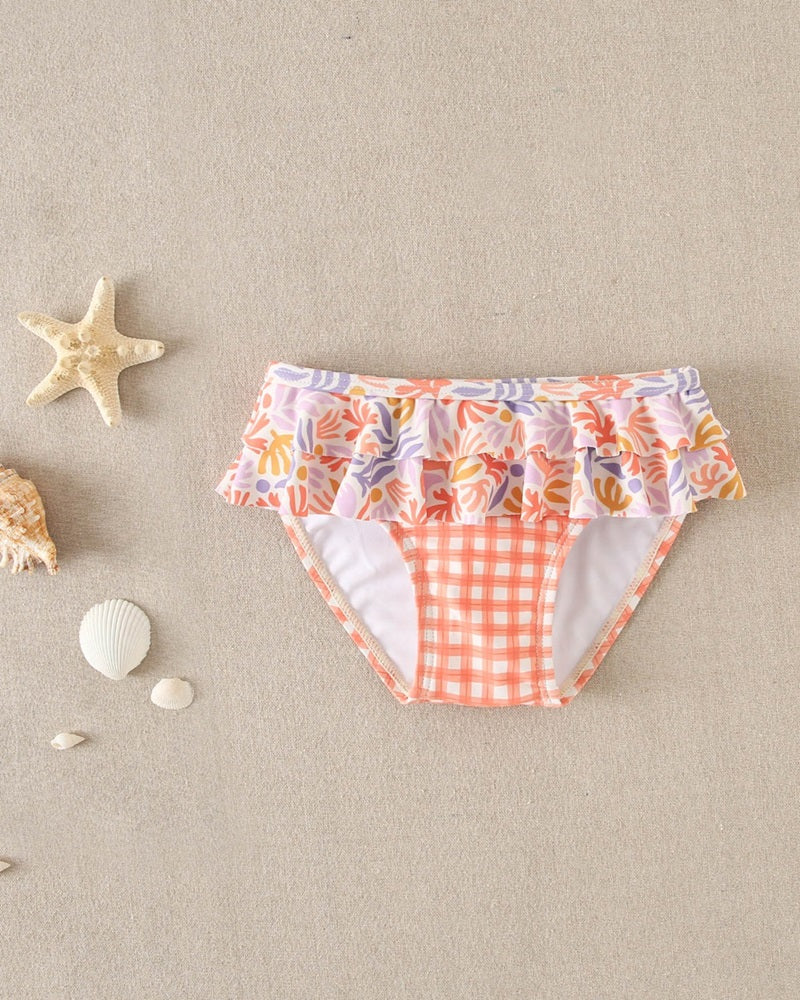 Culetín de bebé niña de cuadro vichy naranja y volantes