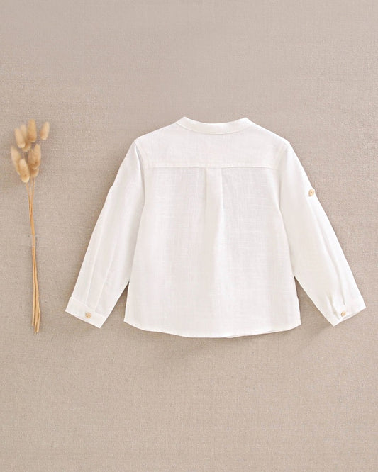 Camisa de bebé niño de manga larga con cuello mao