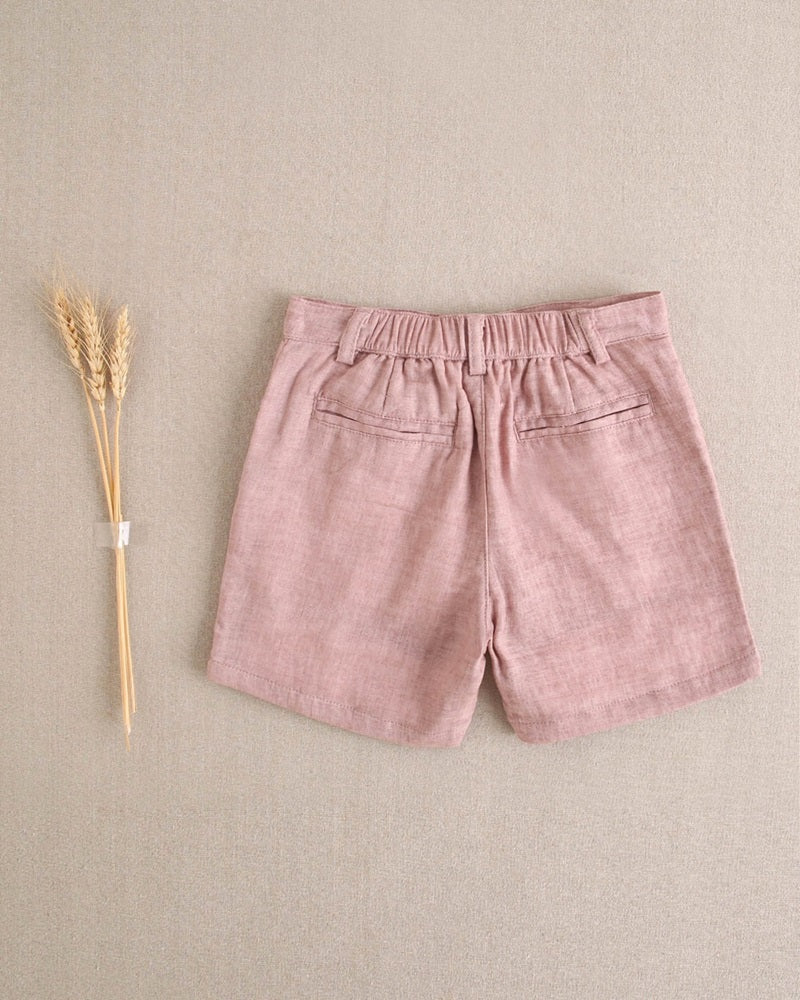 Bermuda de niño de algodón color rosa palo lavado