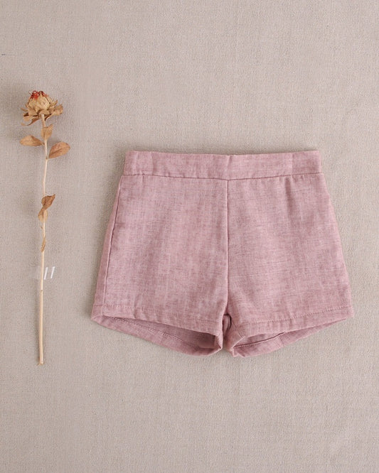 Short de bebé niño de algodón rosa palo jaspeado