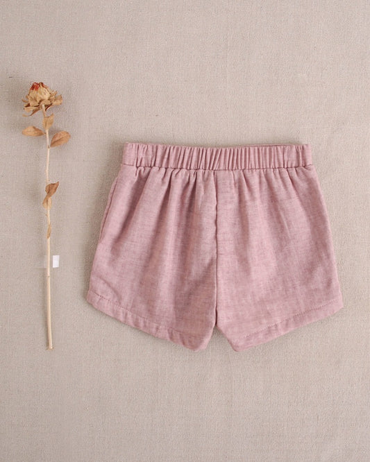 Short de bebé niño de algodón rosa palo jaspeado