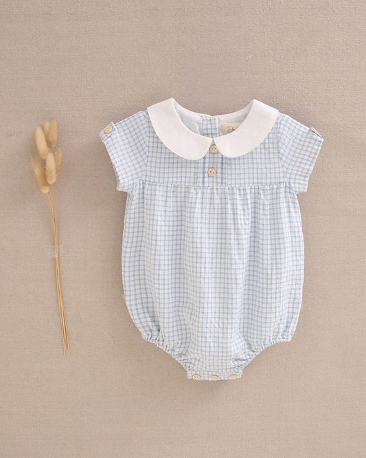 Ranita de bebé niño de cuadro vichy azul pastel