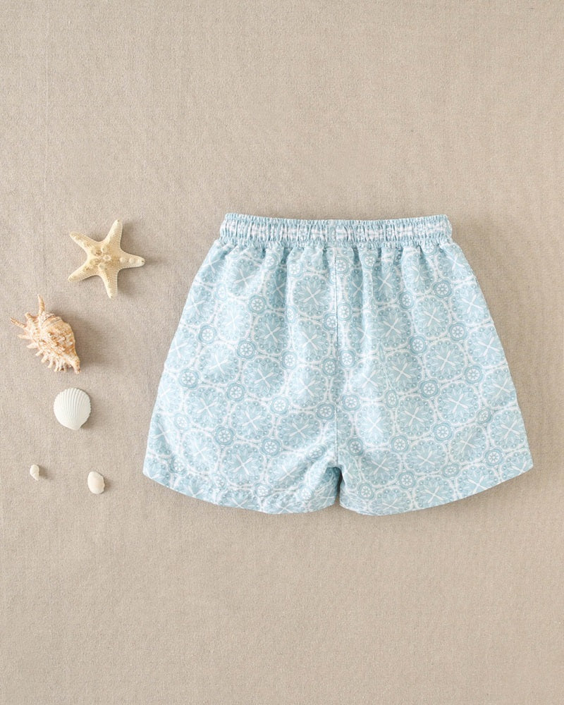 Bañador de niño estampado retro azul cielo