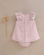 Vestido de bebé plumeti rosa con mini topitos