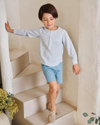 Camisa de niño de cuadros azul pastel