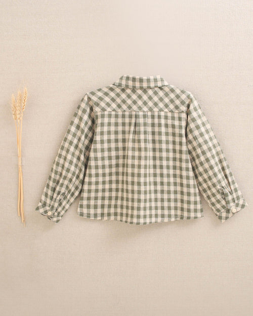 Camisa de bebé niño cuadros Vichy verde