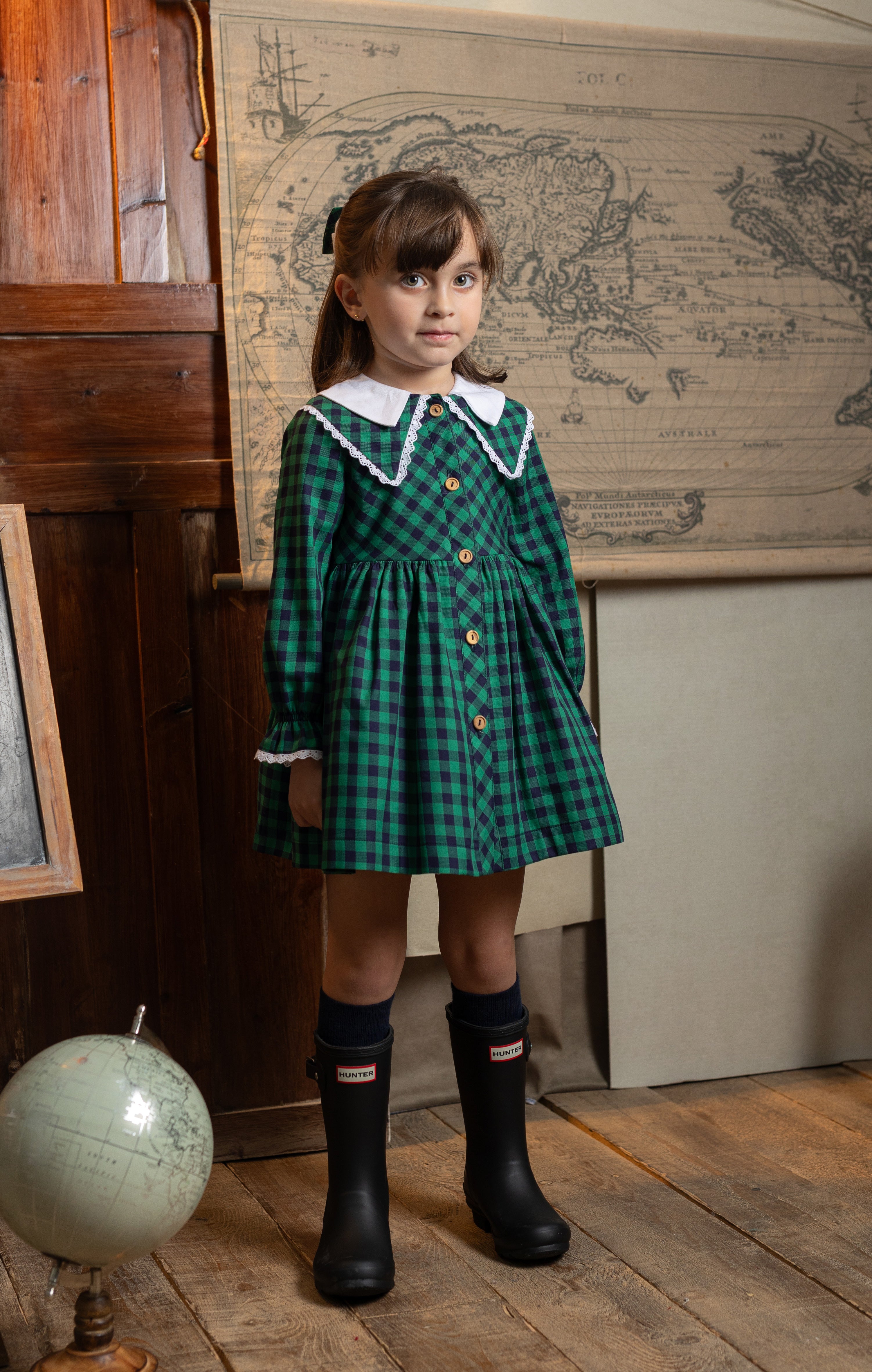Vestido cuadro vichi verde niña