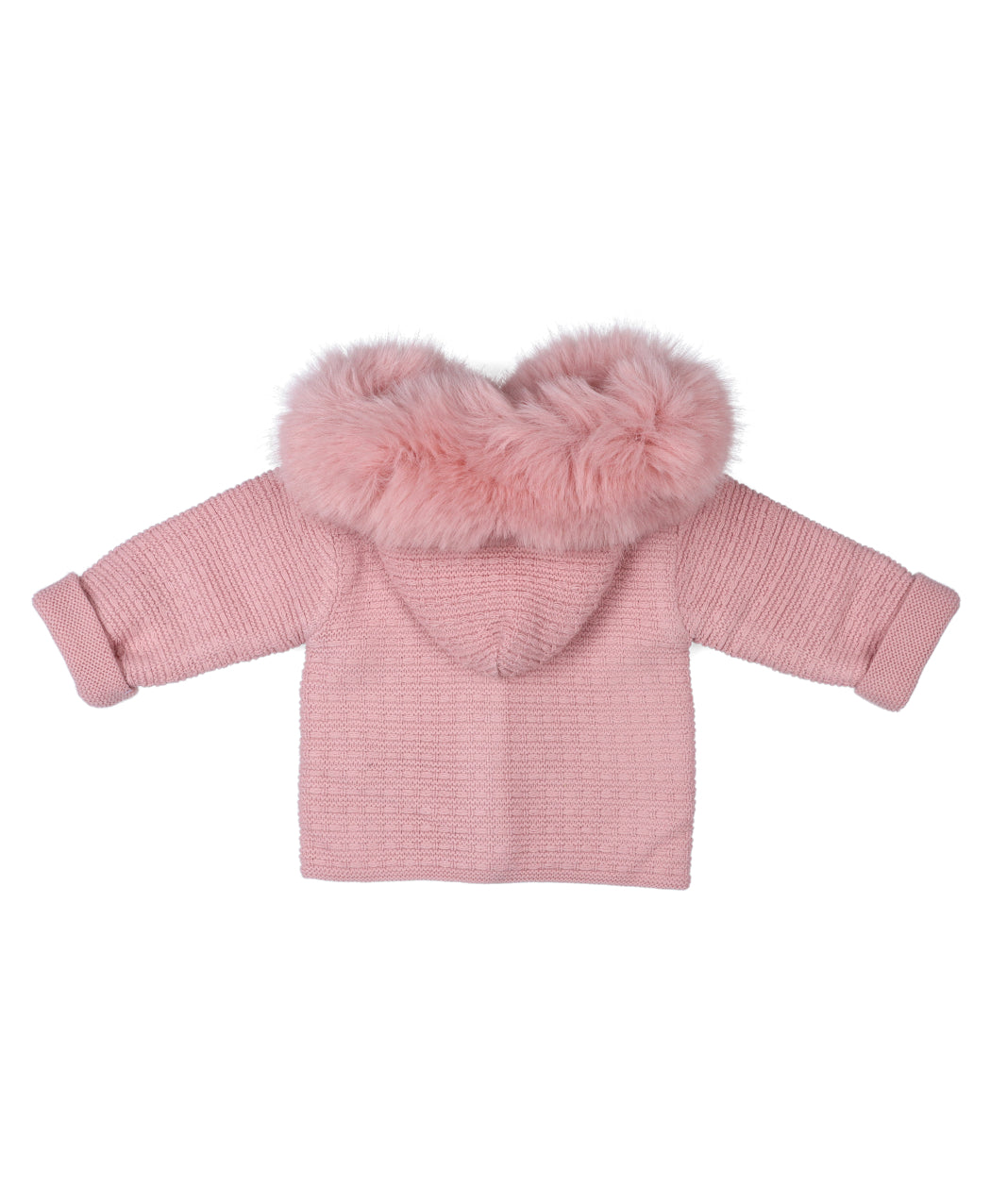 Chaqueta de punto con pelo en capucha