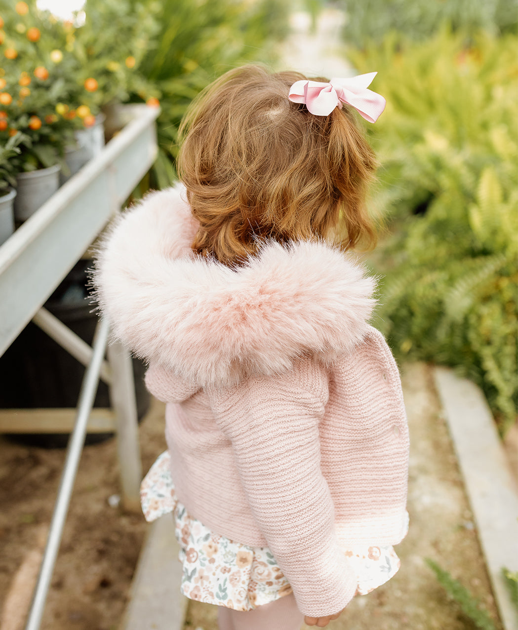 Chaqueta de punto con pelo en capucha
