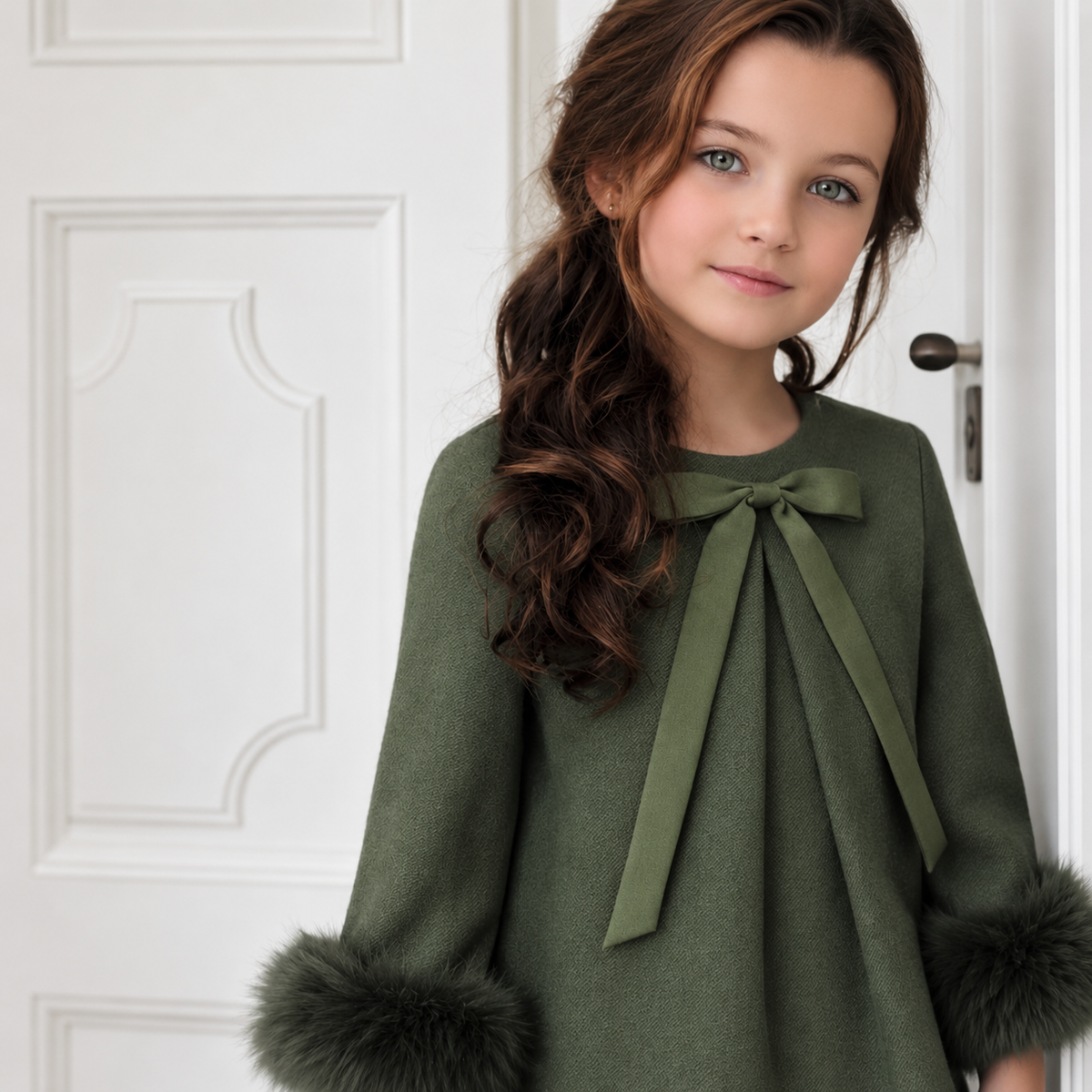 Vestido verde oliva BLUEBEL 8043VE EVE CHILDREN