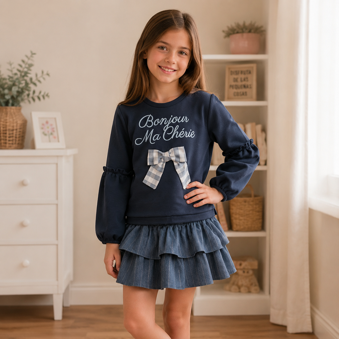 CONJUNTO INFANTIL NIÑA FALDA SHORT ART.2255 "Familia NIEVES" YOEDU