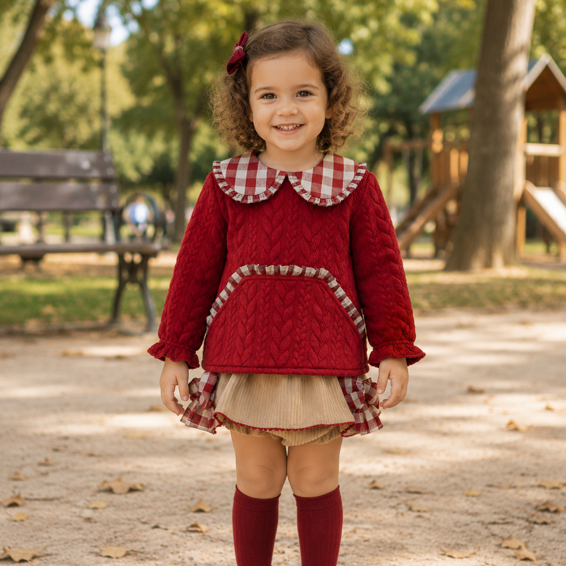 CONJUNTO NIÑA ART.2231 2 PIEZAS "Familia GUINDA" YOEDU