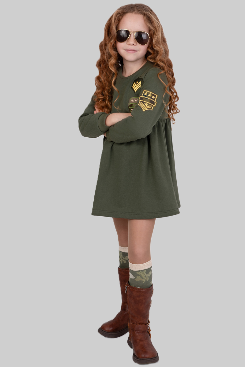 Vestido Lisa verde militar