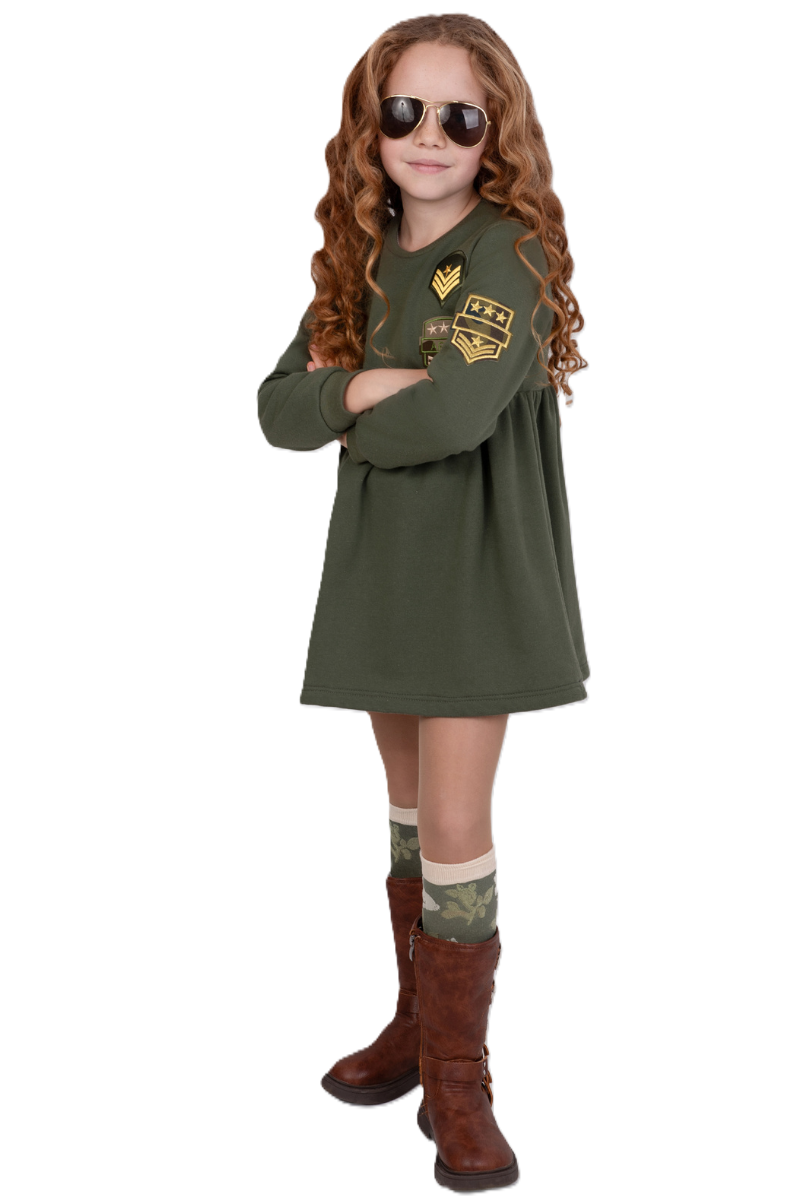 Vestido Lisa verde militar