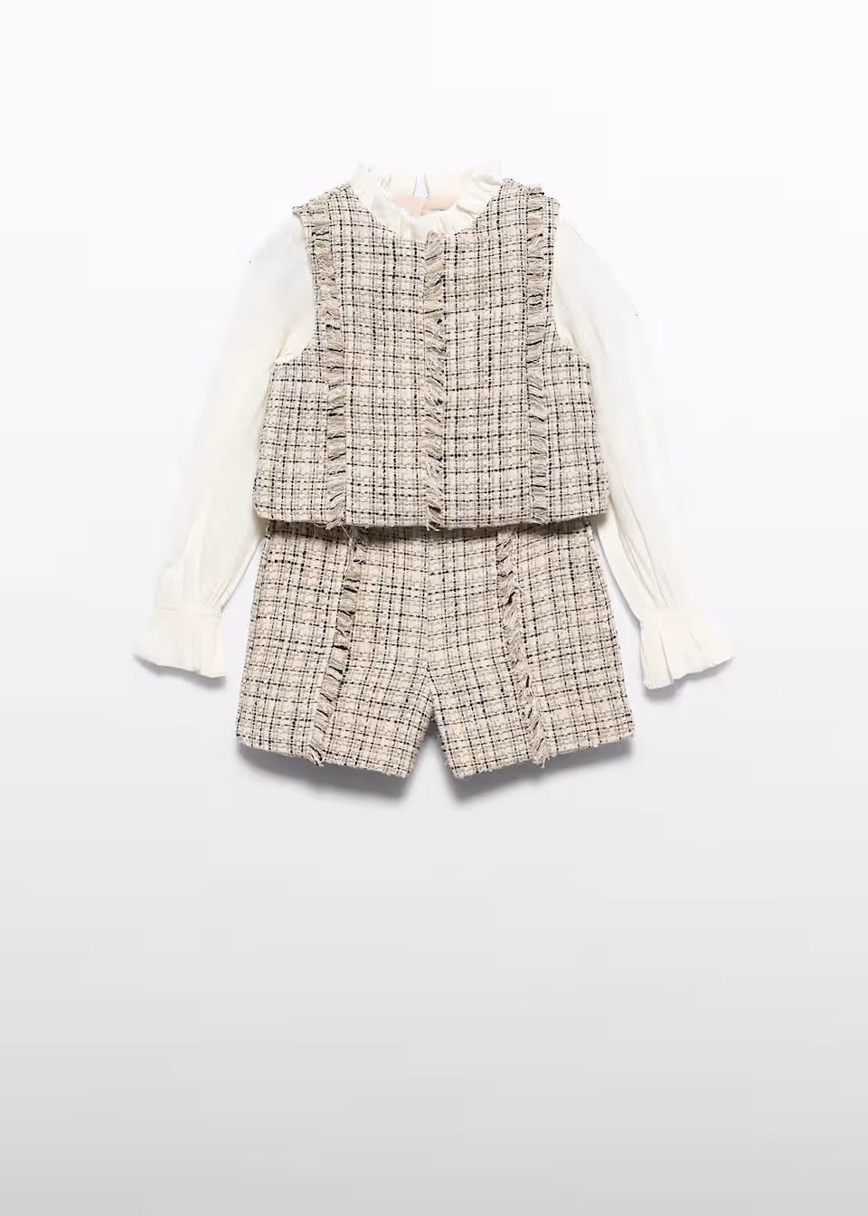 Conjunto Bermuda Tweed Efecto Camisa Niña ABEL & LULA