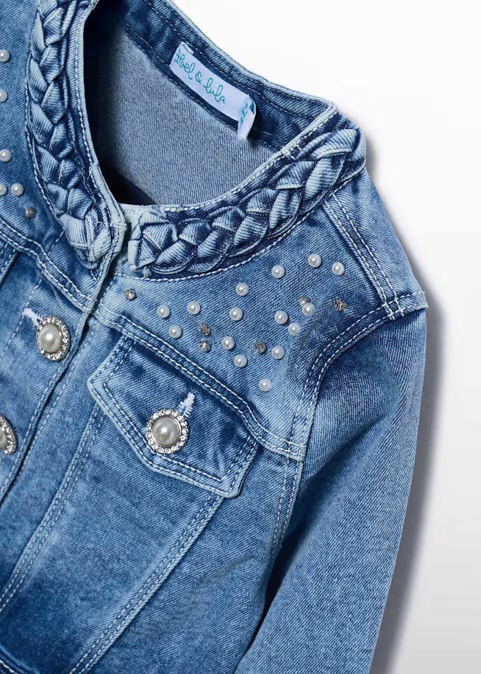 Cazadora Denim Perlas Niña