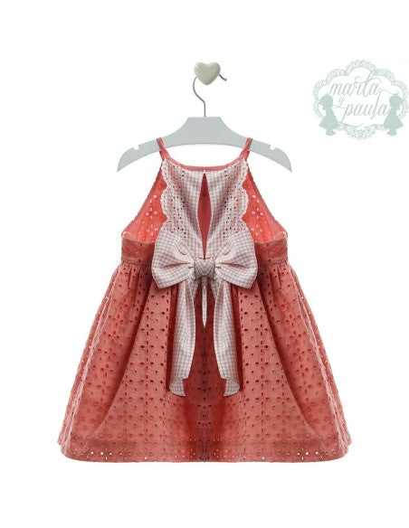 Vestido perforado coral niña MAEMUKI